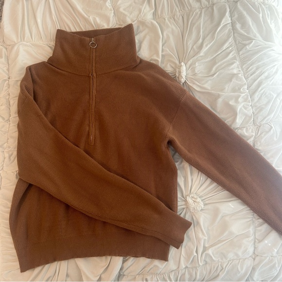Lush Brown Quarter Zip Sweater - Picture 1 of 5